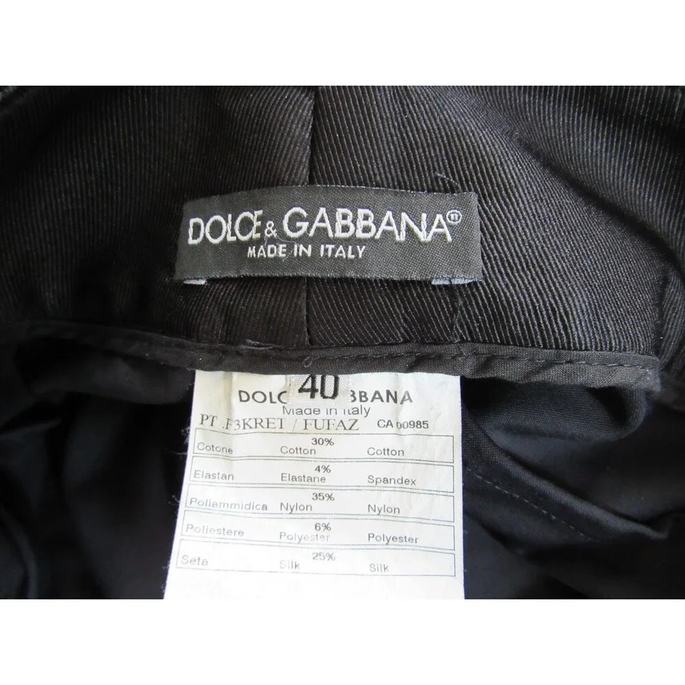 Dolce & Gabbana Black Straight Leg Silk Blend Made in Italy Pants Size 40 EUC
